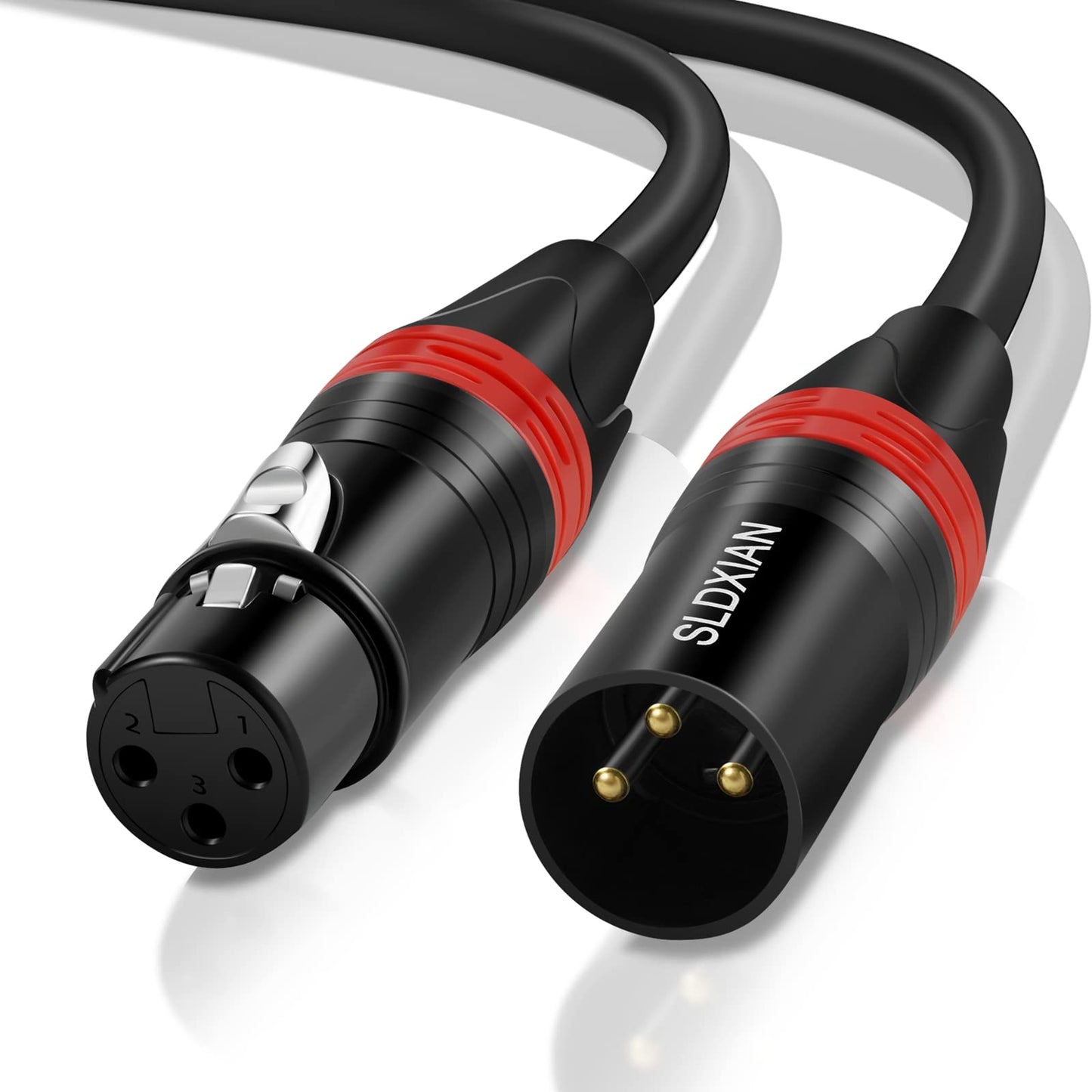 SLDXIAN XLR Kabel, Mikrofonkabel XLR Stecker auf XLR Busche, XLR Verlängerung für Verstärker, Mixer, Lautsprecher (1M)