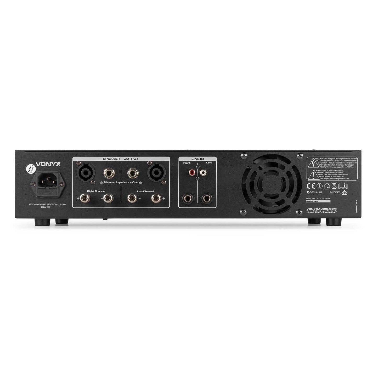 Vonyx VPA1000 PA Verstärker Endstufe 1000 Watt Leistungsverstärker 2x 500 W mit Bluetooth,MP3-Player, USB, SD, 19 Zoll Rack, 2U, RCA Cinch IN, NL2 Out, 6,3mm Klinke IN-OUT, VU-Meter - Schwarzweiß