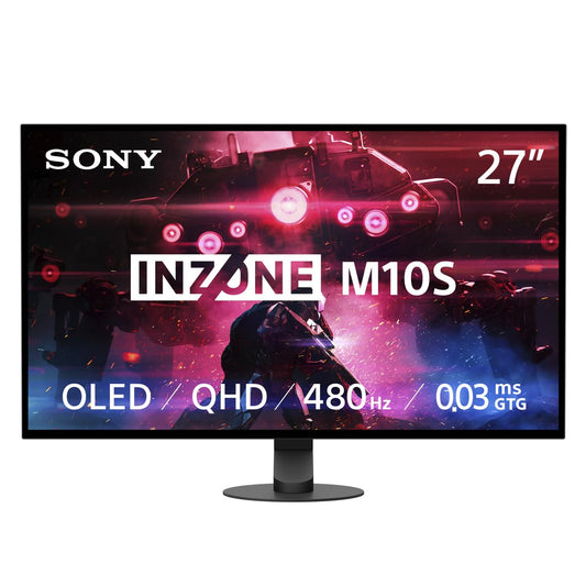 Sony INZONE M10S 27“ OLED QHD PC Gaming Monitor: 1440p, 480Hz, 0.03ms GTG, DCI-P3 98.5%, G-Sync, Adaptive Sync, VRR, Co-entwickeltes Modell mit Fnatic, 1300 nits, DisplayPort 2.1-2 x HDMI 2.1- PC, PS5