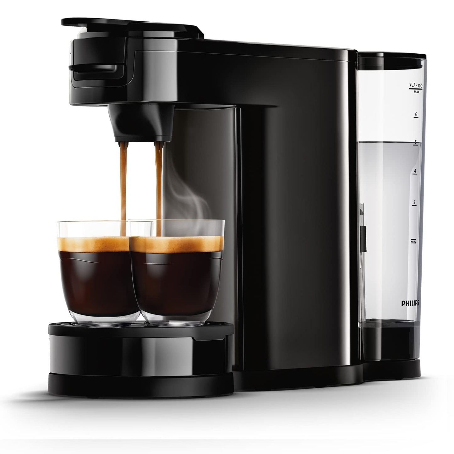 Philips Senseo Switch Pad- und Filterkaffeemaschine, 2-in-1-Brühtechnologie, 1-Liter-Wasserbehälter, 7 Tassen in einem Durchgang, Klavierlackschwarz (HD6592/64)