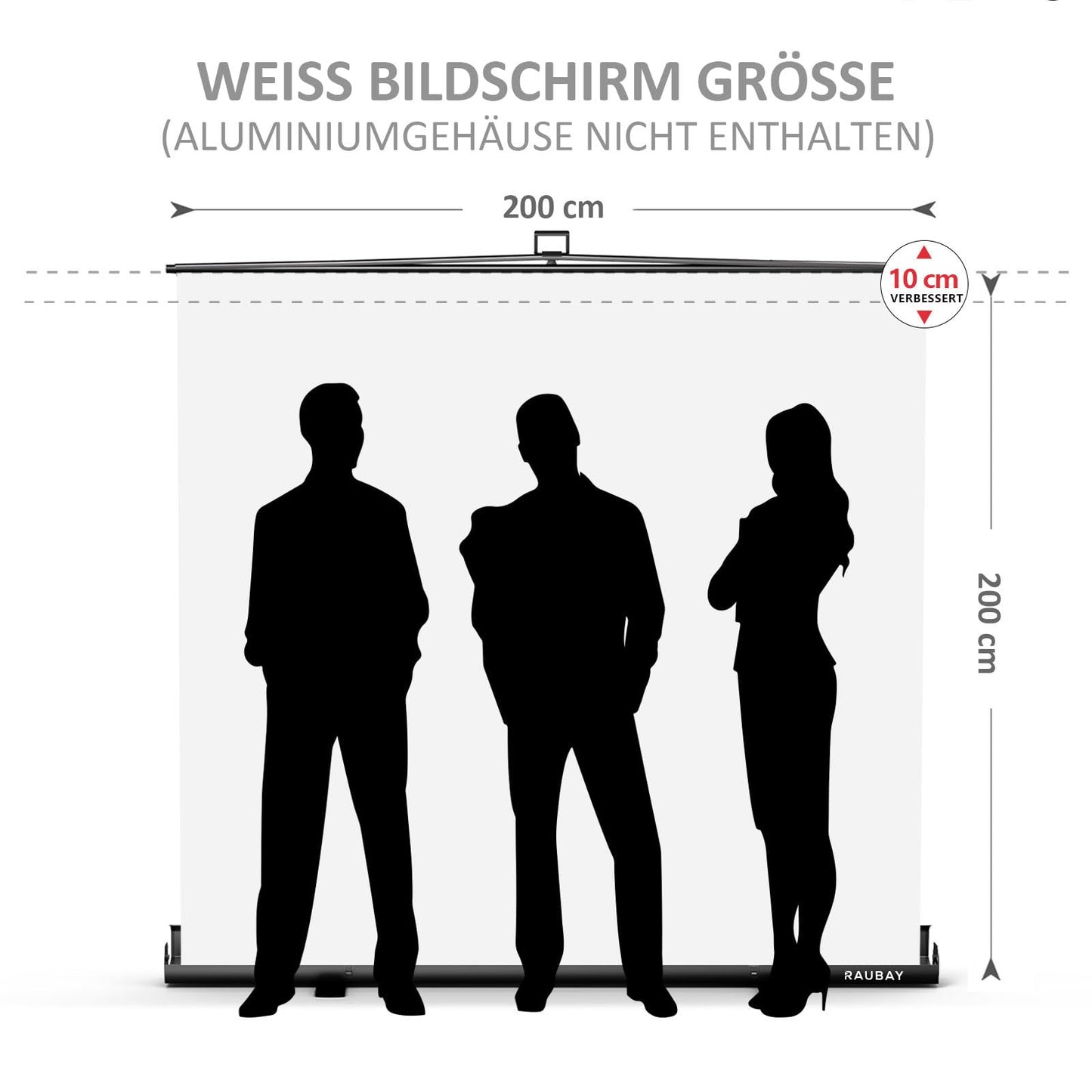 【Breiterer Stil】 RAUBAY 200x210cm Großer zusammenklappbarer Weiß Hintergrund White Screen, tragbarer ausziehbarer Panel Fotohintergrund mit Ständer für Videokonferenzen, Fotostudio.