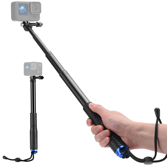 Vkesen Ausziehbares-Selfie-Stick für GoPro, 94CM Wasserdichter-Einbeinstativ-Pole für Action Cam, Teleskopstange für GoPro Hero 13/12/11/10/9/8/7/Max, DJI Osmo Action 5 Pro/4/3 Action-Kameras