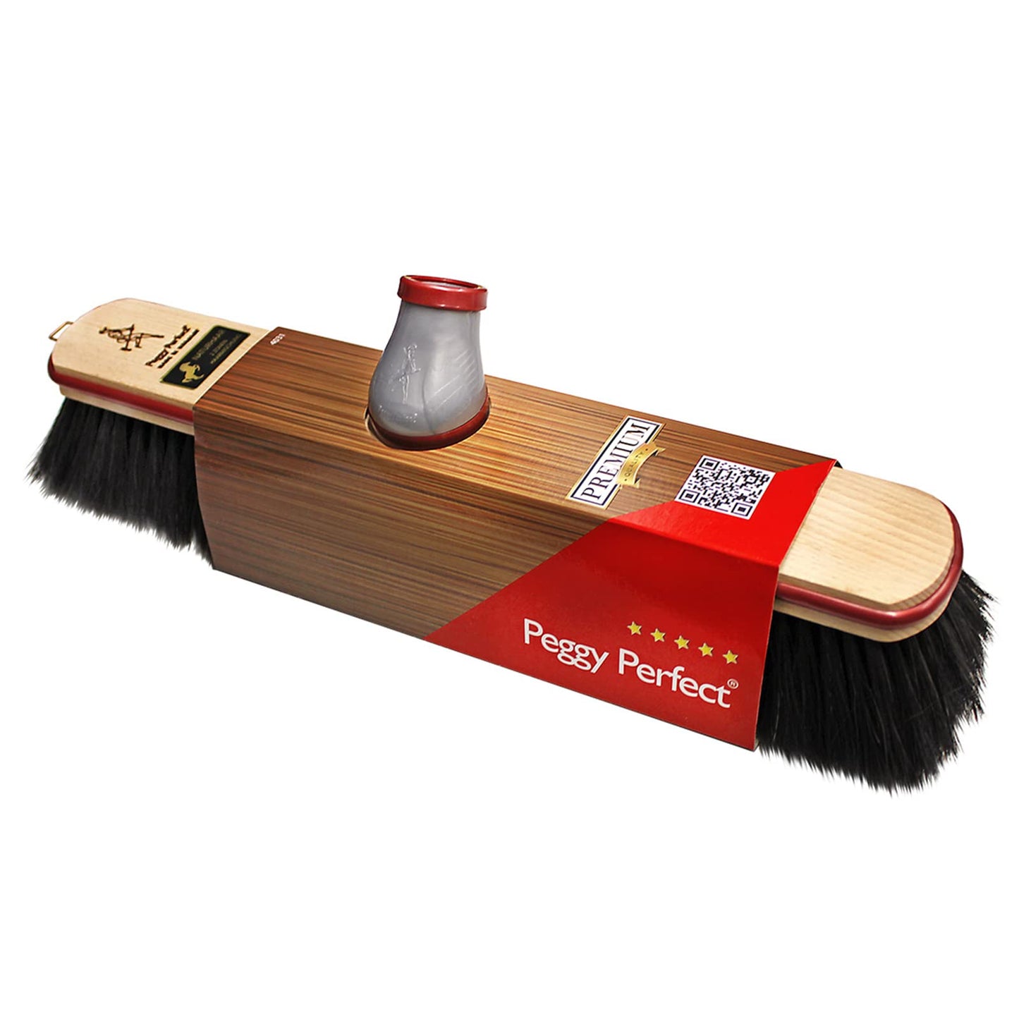 Peggy Perfect Premium Stubenbesen, Zimmer- Laminat- Parkett- Besen mit Rosshaar Besatz und Stoßkante. Gefertigt aus zertifiziertem, hochwertigem Buchenholz - inklusive Teleskopstiel mit Aufhänge Öse.