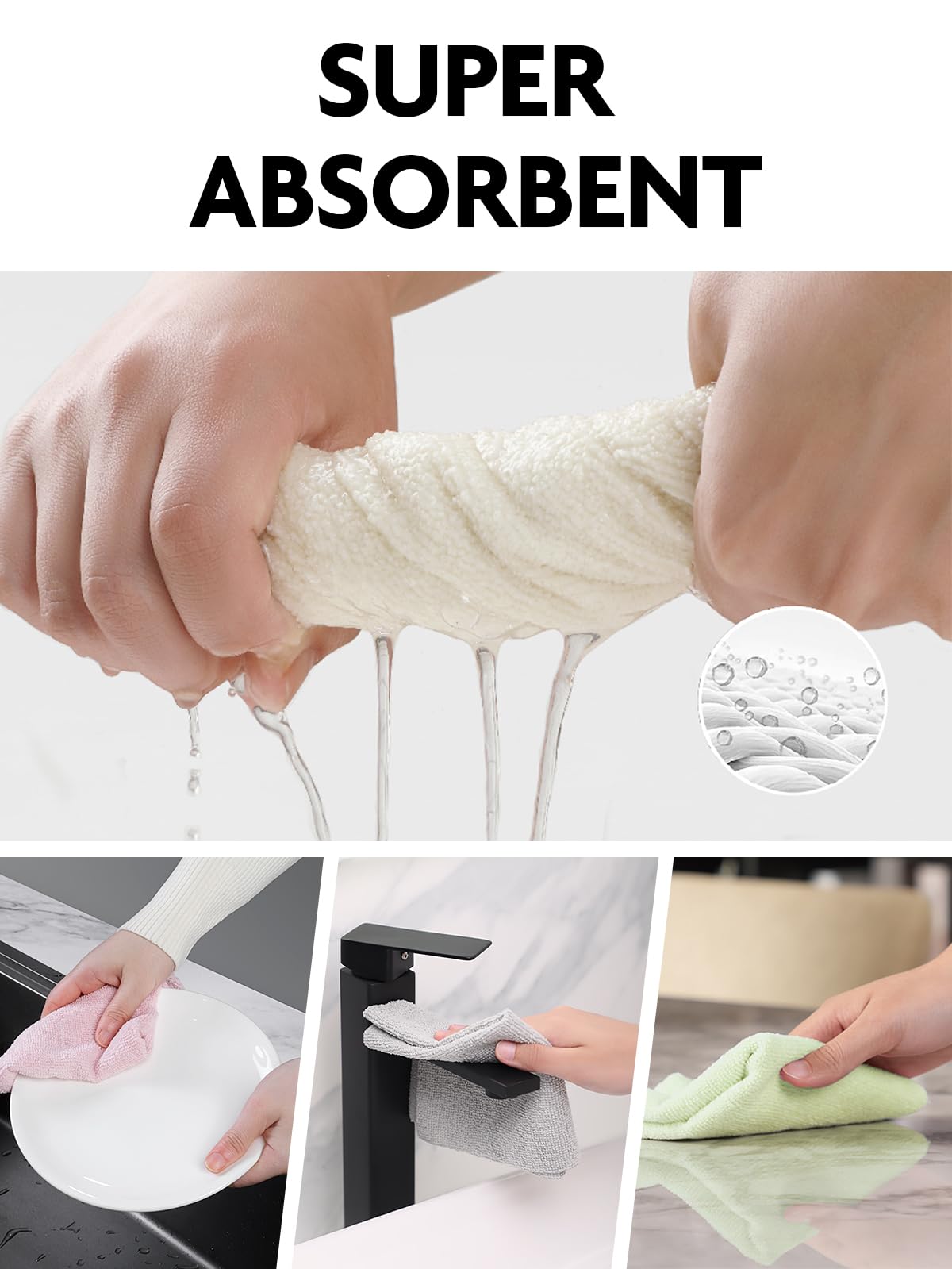 Fantasticlean Mikrofaser Reinigungstücher, 75 Stück pro Rolle Abreißbare Putztücher, Wiederverwendbare Fusselfreie Lappen für Auto, Küche und Haus 30x30cm-Rosa