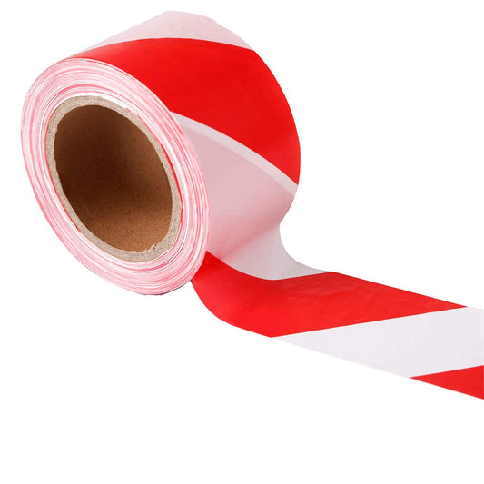 TopSoon Nicht-Adhäsives Polyethylen Warn Barrier Band 2.8inch x 660ft Rot und Weiß Gefahrenwarnband Klebeband für Gefahrenbau Polizei Tatort