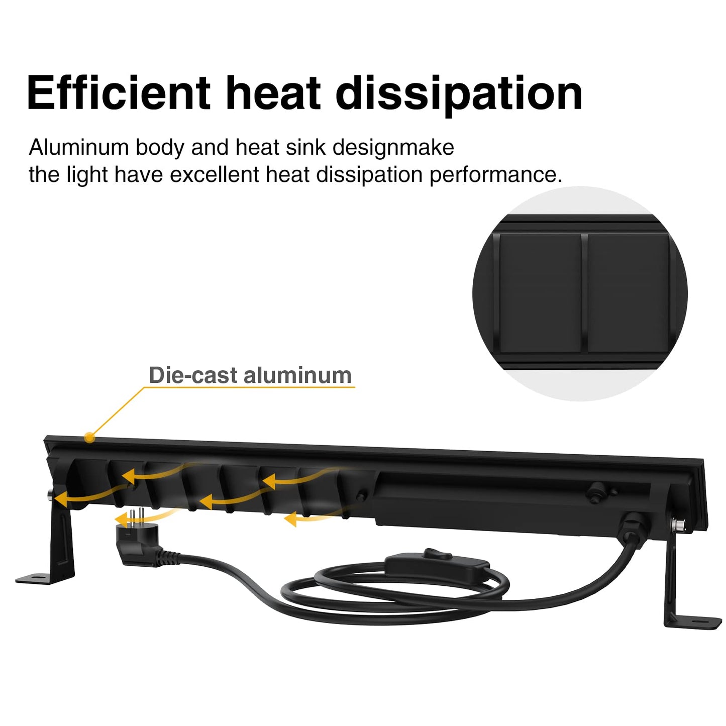 Onforu 27W LED Schwarzlicht, UV Bar Schwarzlichtlampe mit Stecker, IP66 Wasserdicht UV Strahler Außen, Fluoreszenz Schwarzlicht Strahler mit 60 LEDs, UV Licht Röhre mit Schalter für Party, Deko