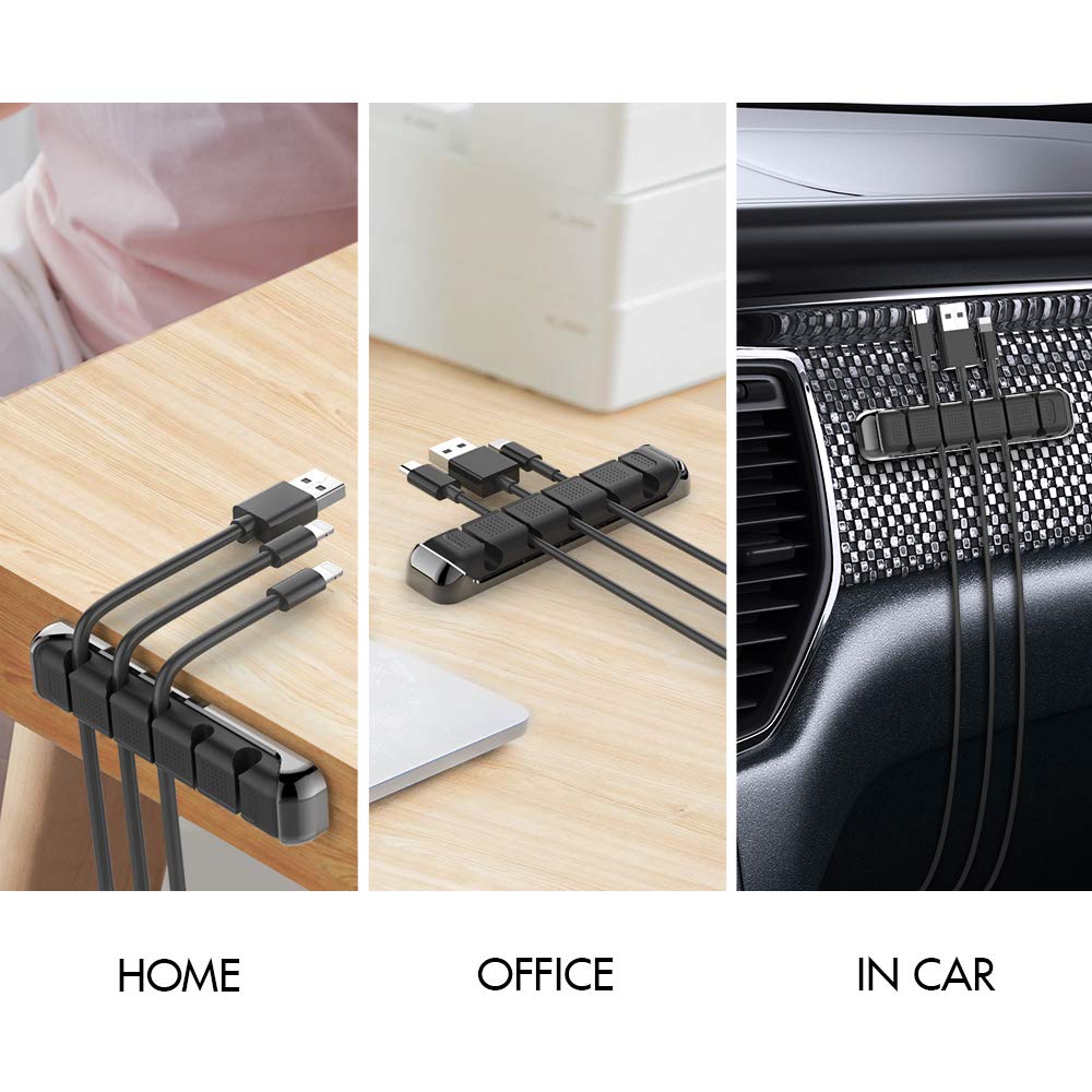 AHASTYLE Kabelhalter Kabel Organizer mit 5 Steckplätzen Kabelmanagement Schreibtisch Kabelclip Organisation für Büro Zuhause und Auto USB-Kabel/Netzkabel/Draht (Schwarz)