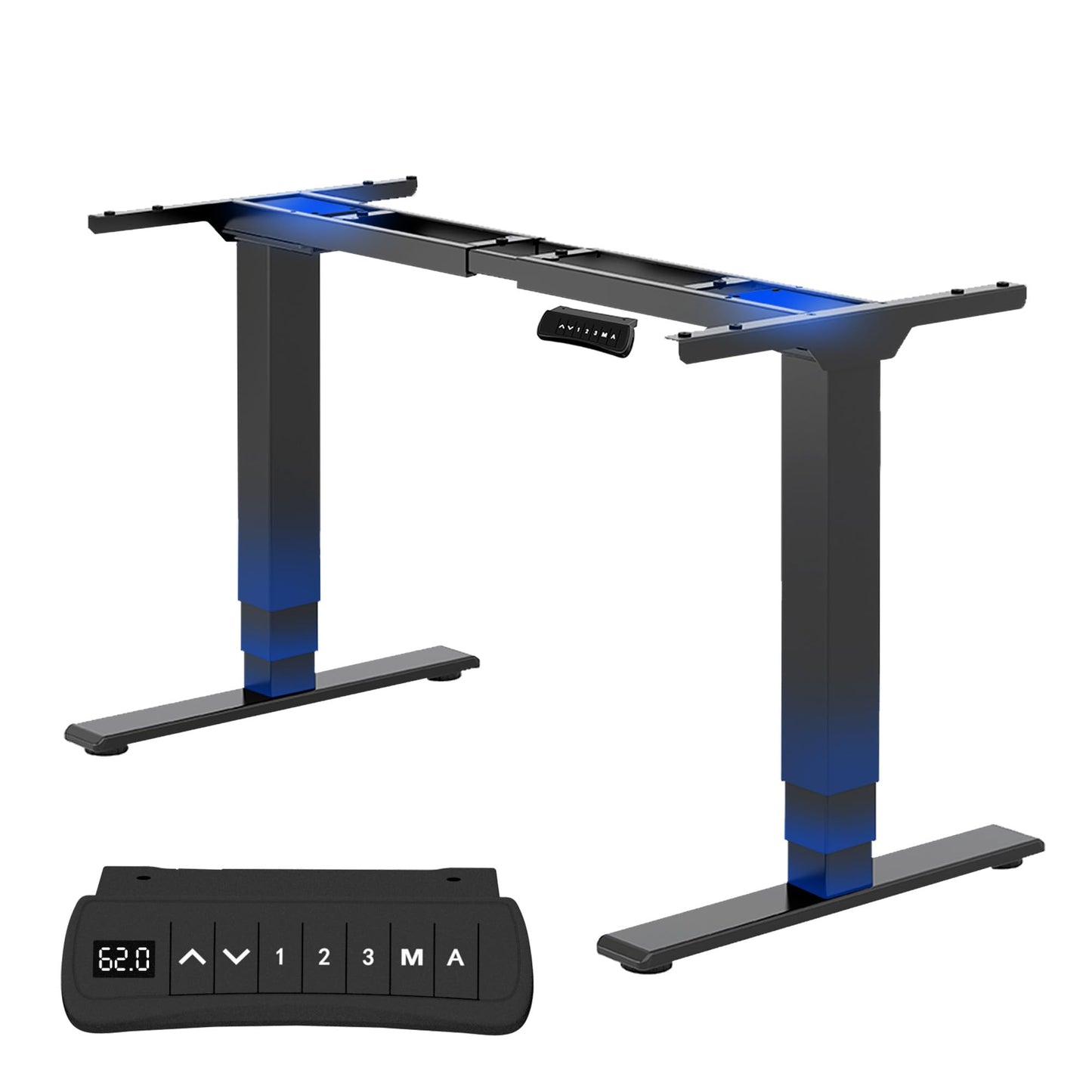 FLEXISPOT Höhenverstellbarer Schreibtisch Elektrisch Tischgestell mit 2 starken Motoren, Super Belastung 160KG, 3-Fach-Teleskop, Memory-Steuerung, LED Höhenanzeige (PRO Schwarz)