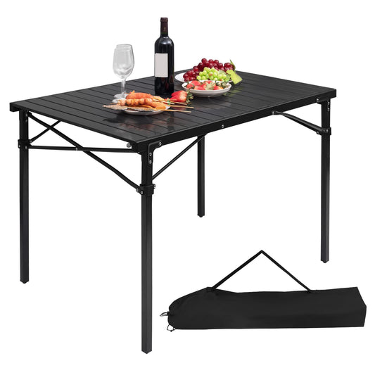 WOLTU Alu Tisch Campingtisch Buffettisch 104x69x70cm(LxBxH) zusammenklappbar und tragbar Reisetisch, hohe Tragfähigkeit und Stabilität, Schwarz CPT8134sz