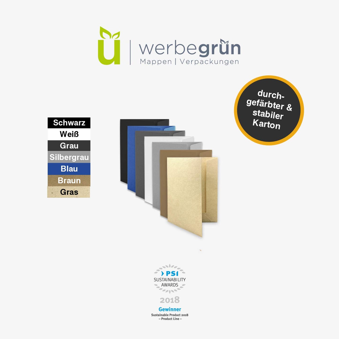 werbegruen Präsentationsmappe 100 Stück A4 Weiß Hochwertig | Stabiler, DIN A4 320g/m² Karton | Made in Germany | Visitenkartenschlitz | Einschlagmappe, Zeugnismappe, Dokumentenmappe