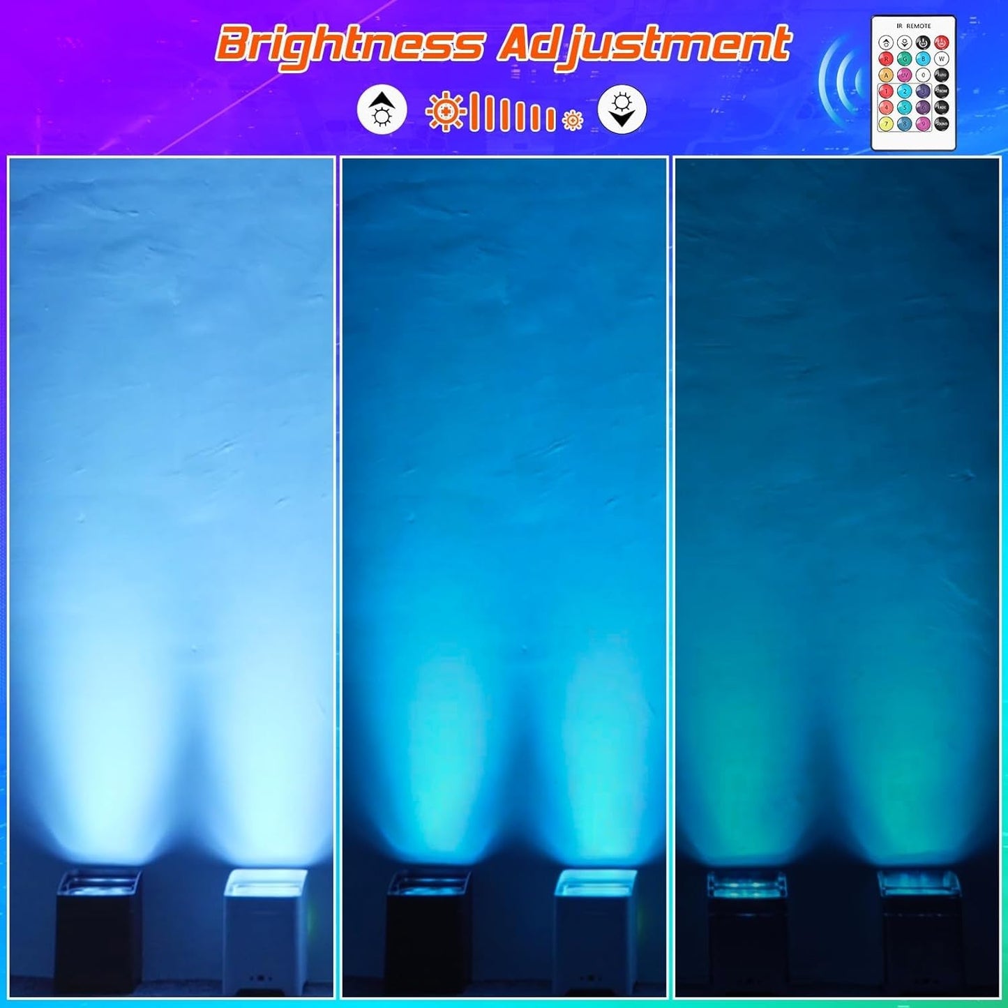UKing 4er 108W RGBWA+UV Akku LED Par Scheinwerfer Wiederaufladbarer mit Tasche und Fernbedienung, APP/DMX partylicht Bühnenlicht für DJ disco Bar KTV Hochzeit