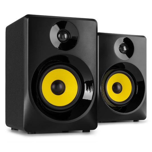 Vonyx SMN50B - Studio Monitor, Aktiv Lautsprecher Set, 140 Watt, 5 Zoll Studiolautsprecher Set, DJ Monitor Speakers, Abhörmonitor, Studiomonitor, PC Lautsprecher, Home Studio Boxen Aktiv, Schwarz
