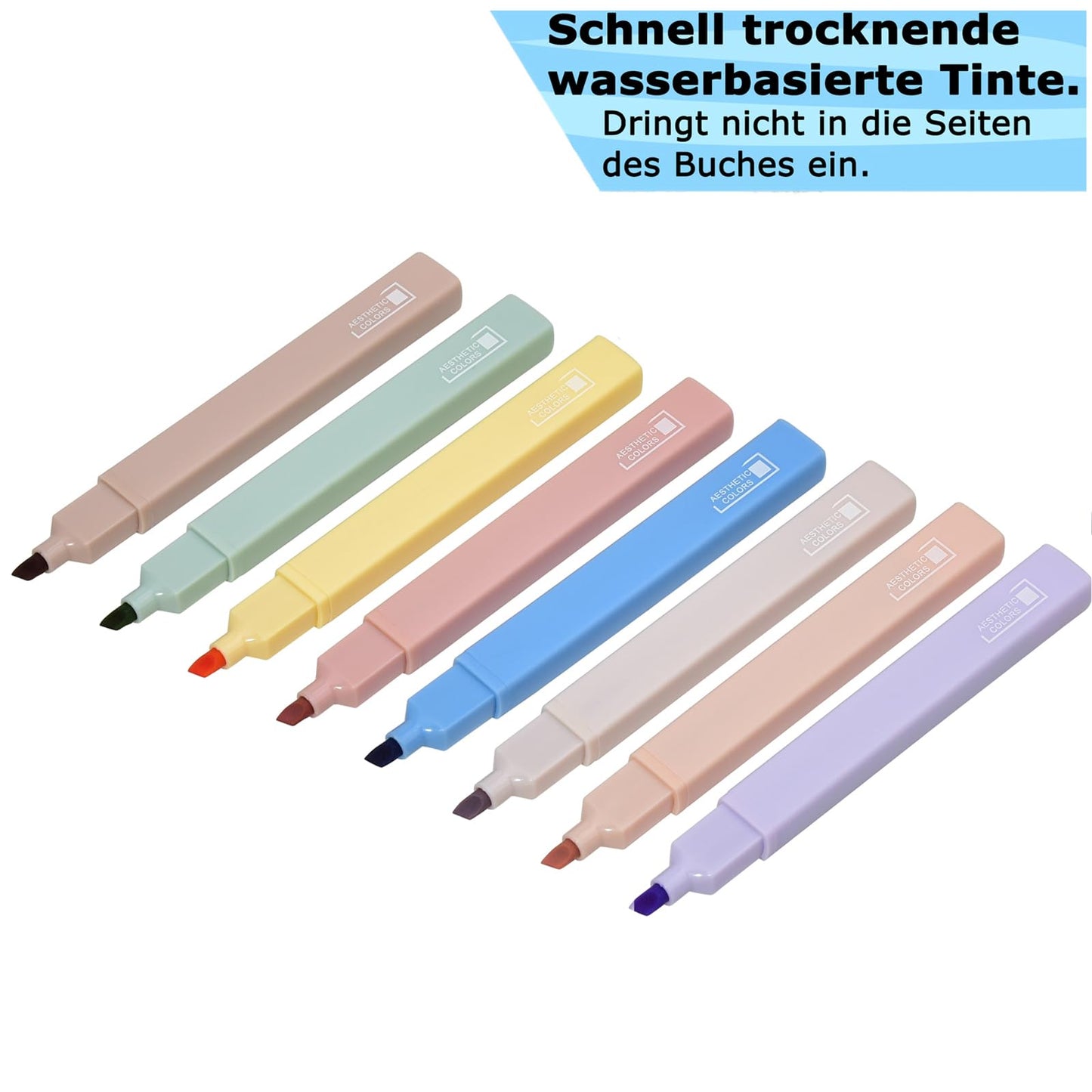 Willingood [ 8 Stück Asthetische Textmarker Pastell mit Weicher Meißelspitze, Highlighter Marker Stifte für Journal Bibel Planer Notizen Nehmen,Trocken Fast, Undurchlässigkeit der Tinte