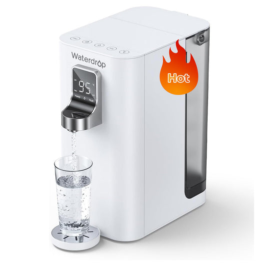 Waterdrop K19-H Sorfortheizung Heißwasserspender, Auftisch Umkehrosmoseanlage Mobil Kein Wasseranschluss, TDS Reduzieren, Kalkfreies Trinkwasser, 4 Temperaturstufen