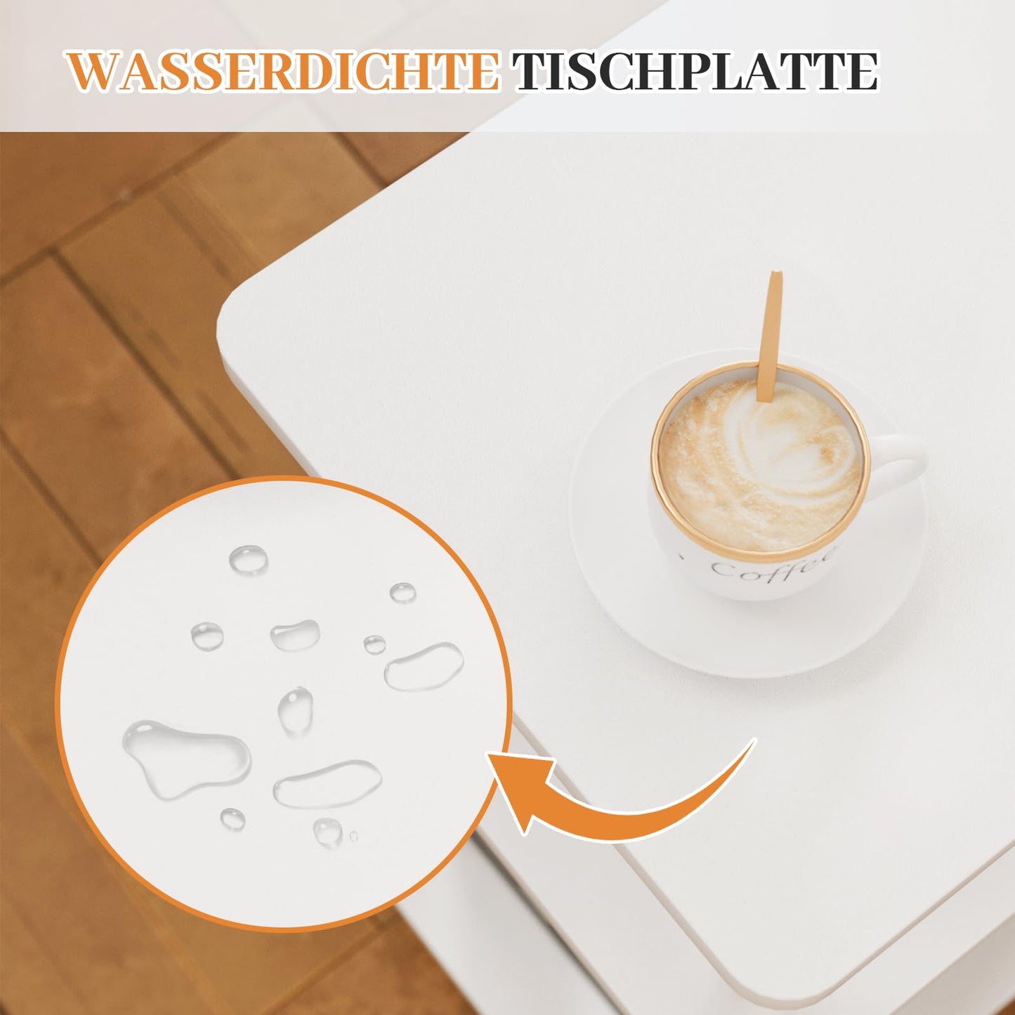 APICIZON 3 Tier Beistelltisch Schmal, Nachttisch Holz, Tisch Klein, Kleiner Beistelltisch fürs Wohnzimmer, Schlafzimmer, Balkon, Arbeitszimmer, Natur&Weiss