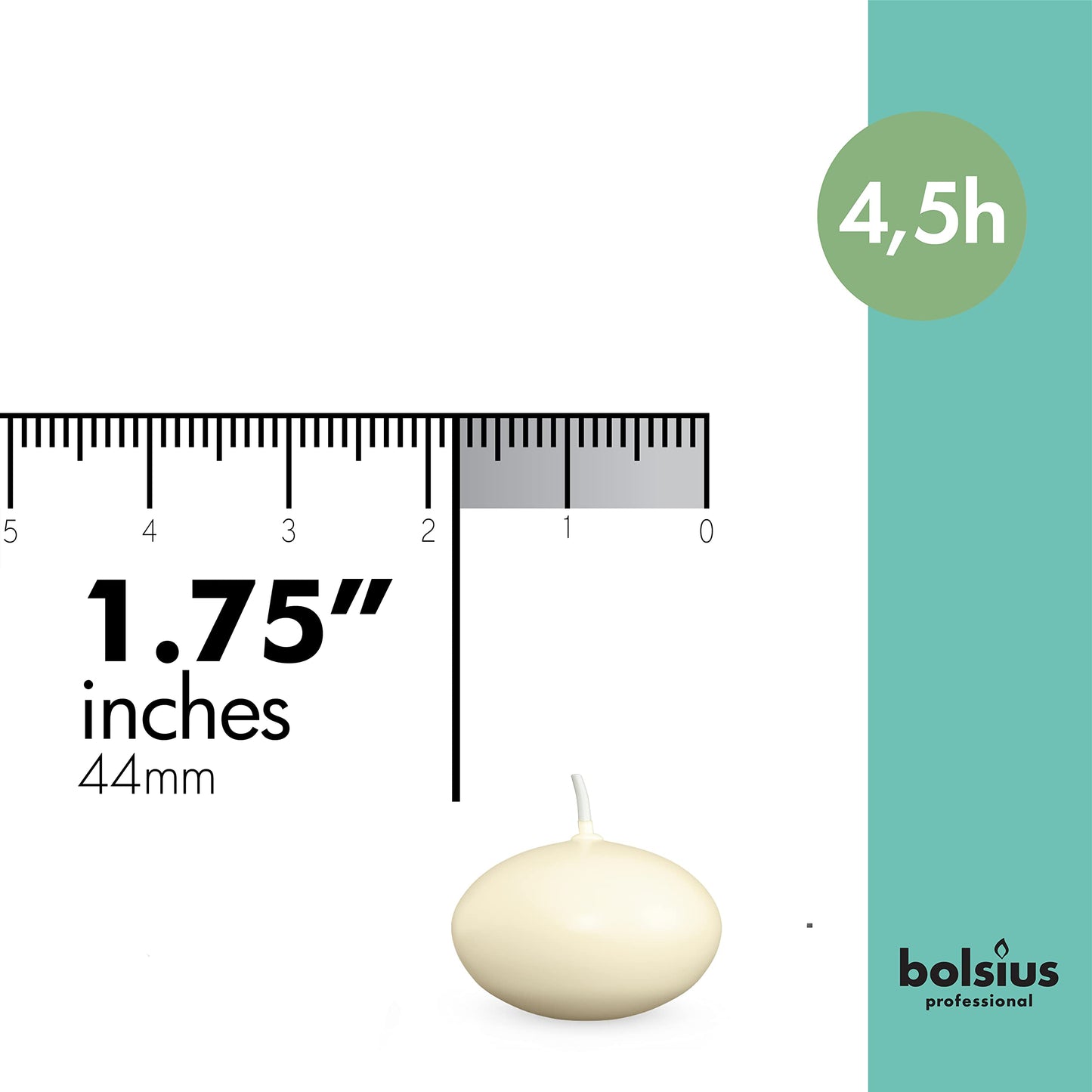 Bolsius Schwimmende Kerzen 103632053705, Paraffin-Wachs, Elfenbein