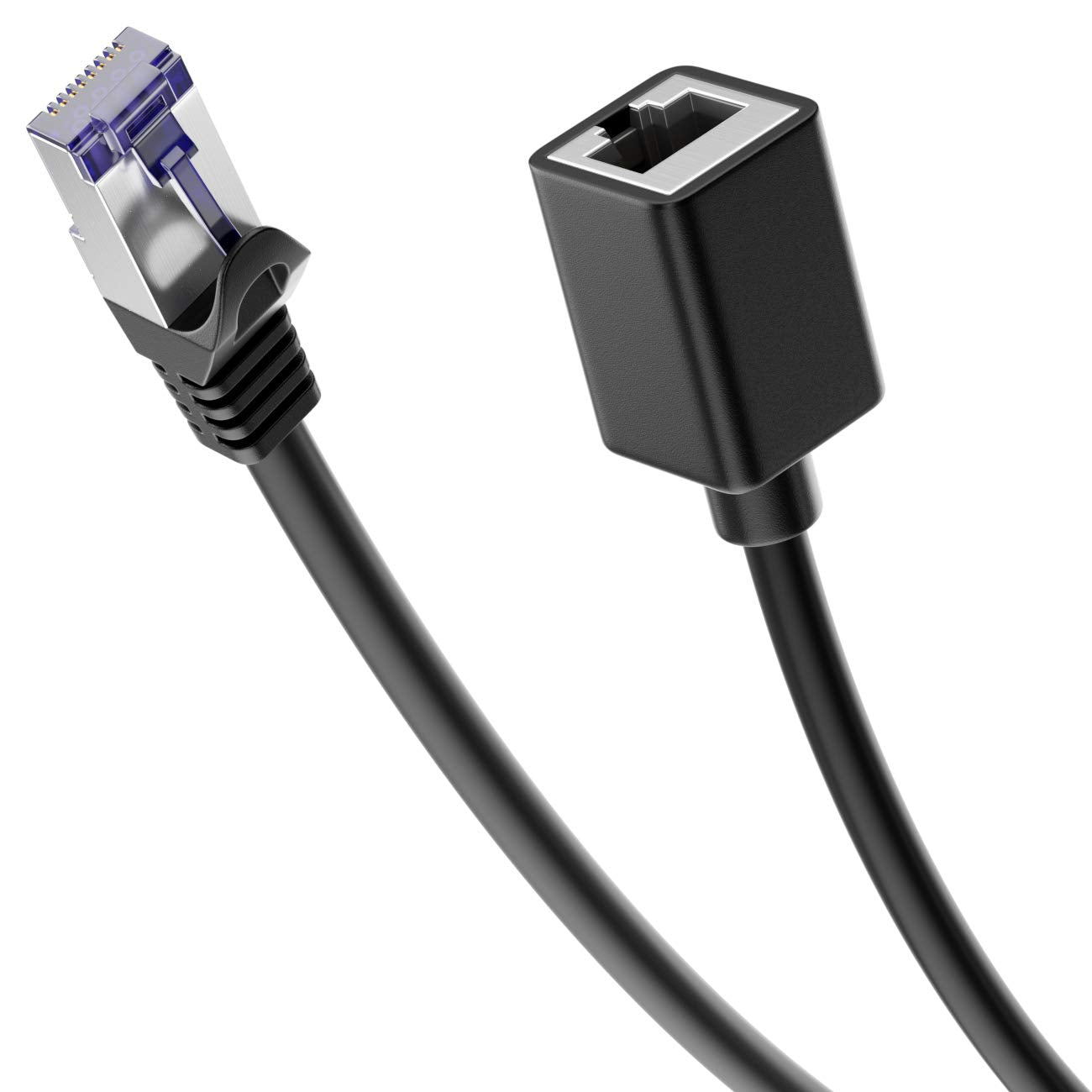 deleyCON 5m CAT7 Patchkabel Verlängerung für Ethernet LAN Netzwerkkabel - CAT 7 Rohkabel mit RJ45 Stecker auf RJ45 Buchse S/FTP Kupfer PiMF 600 MHz - Schwarz