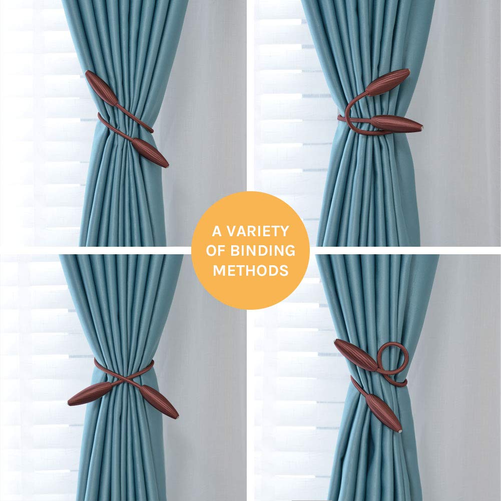 Pretty Jolly 2 Stück DIY Twist Curtain Tiebacks Creative Decorative Drape Tie Backs European Style Random Modelling Curtain Holdbacks for Home & Office Window Blackout & Sheer Drapery (Braun)