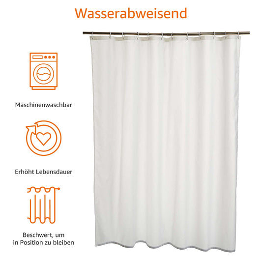 Amazon Basics Duschvorhang 180 x 200cm - Weiß, Schimmelresistent und Wasserabweisend