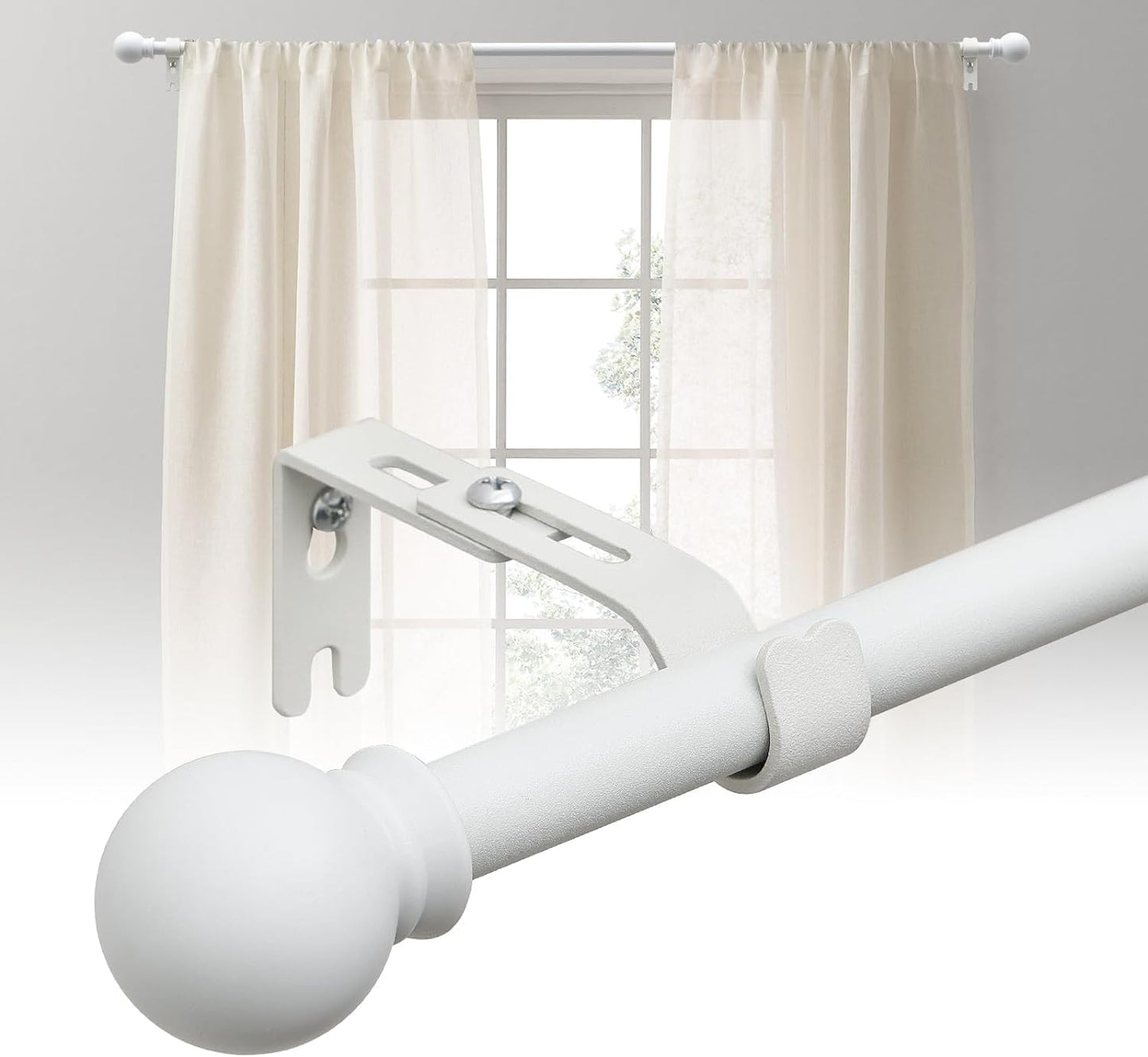 Gardinenstange 70-120cm,Gardinenstange Weiß 16mm, Gardinenstange Ausziehbar Vorhangstange mit Halterungen,Stabile Gardinenstangenset für Schlafzimmer, Wohnzimmer,Küche