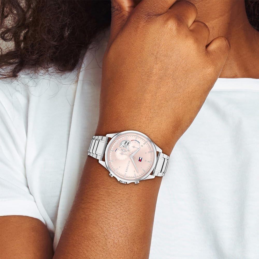 Tommy Hilfiger Multi Zifferblatt Quarz Uhr für Damen mit Silbernes Edelstahlarmband - 1782414