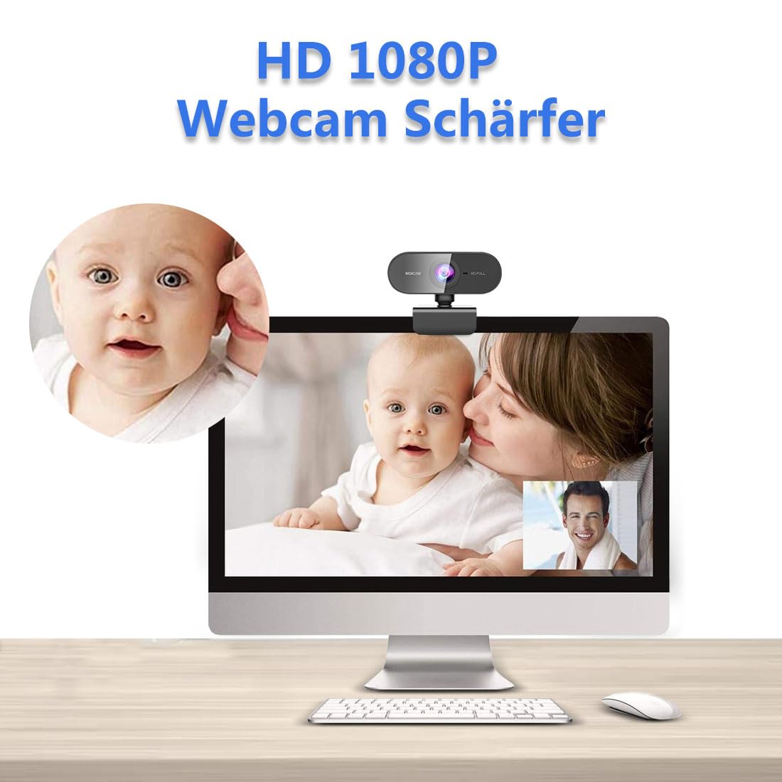 DDKJ Webcam mit Mikrofon,1080P Full HD Kamera PC Laptop,USB Web Cam Plug&Play,Externe Streaming Camera,Mini Facecam Videokonferenz Face Cam für Computer MacBook Microsoft Teams Gaming Meeting Live