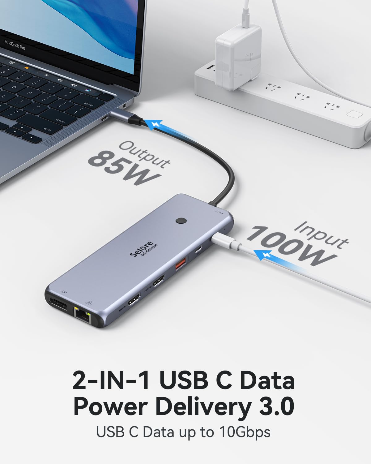 Docking Station Triple Display USB C Dockingstation Dual HDMI Adapter 3 Monitore 2X 4K HDMI,Displayport,10G USB 3.1, USB3.0, USB2.0,Gigabit Ethernet,100W PD,USB C Hub Data Transfer,3.5 mm Audio/Mic
