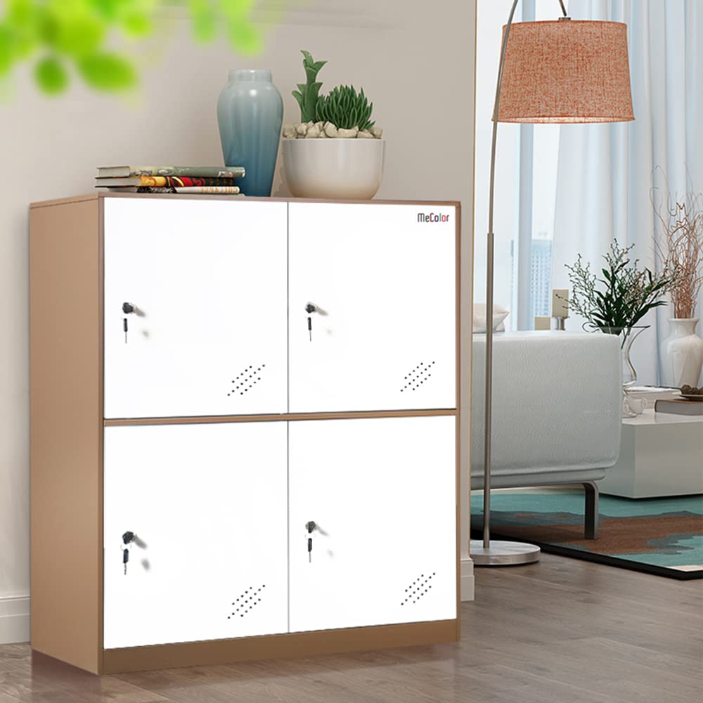 MECOLOR 4,6,9 Tür Metall Büroschrank Mitarbeiter verwenden kleine Schließfächer Schlafzimmer Würfel Schließfach, Wohnzimmer und Schule Locker, Home Locker Organizer Lagerung für Kinder(weiß - 4D)