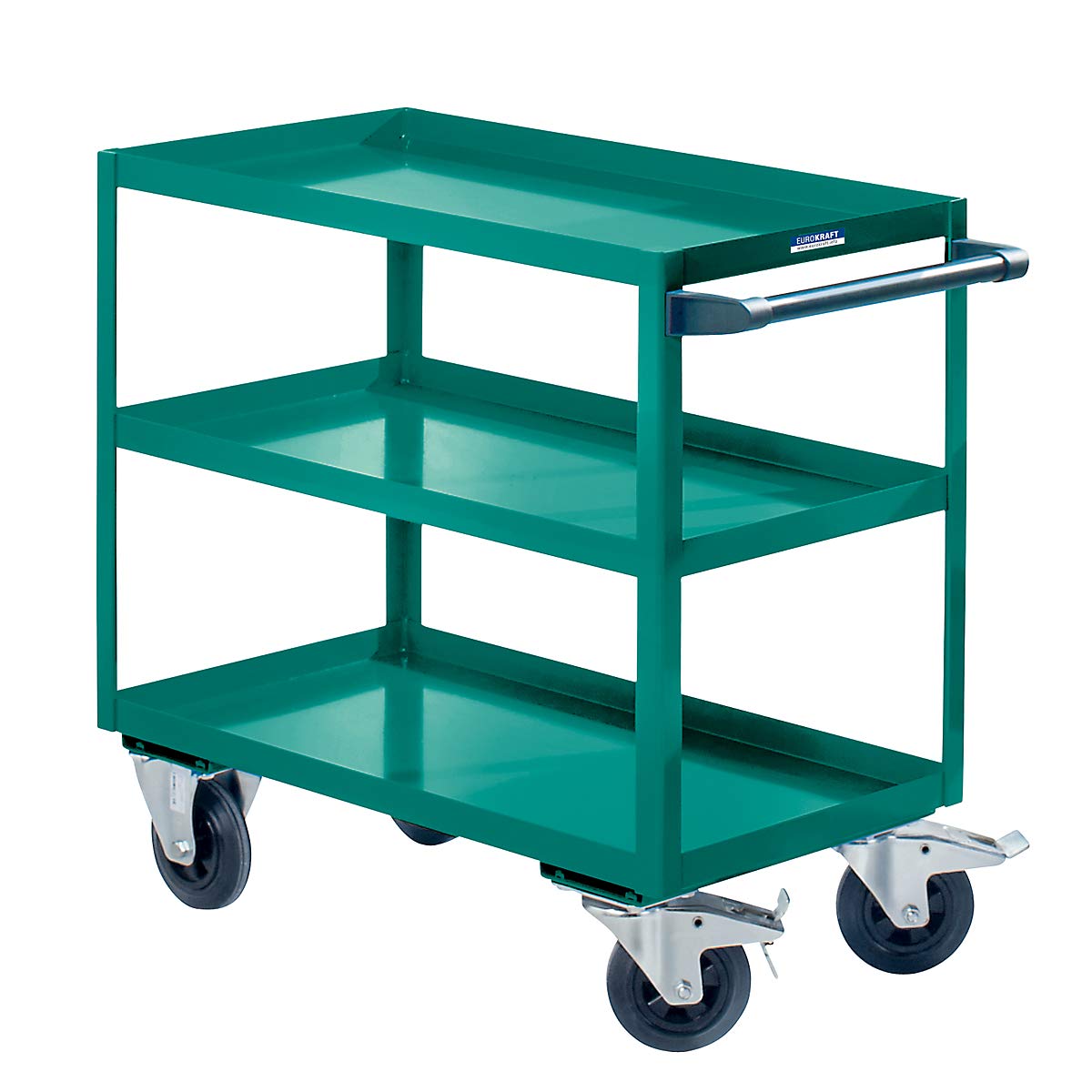 eurokraft | pro | Montagehilfswagen | 3 Etagen | Tragfähigkeit 350 kg | Gesamthöhe 915 mm | lichtblau