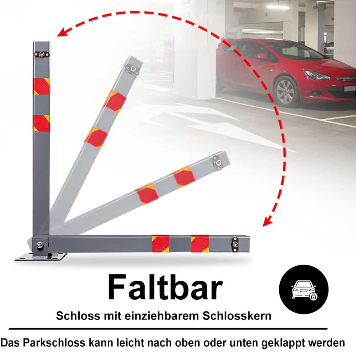 A,1pcs, Parkpfosten Absperrpfosten Mit Schlüssel Klappbar Parkplatzsperre Parkplatzsperren Hohe Sichtbarkeit Robust Standfuß Sperrpfosten Set Abnehmbarer Sicherheitspfosten