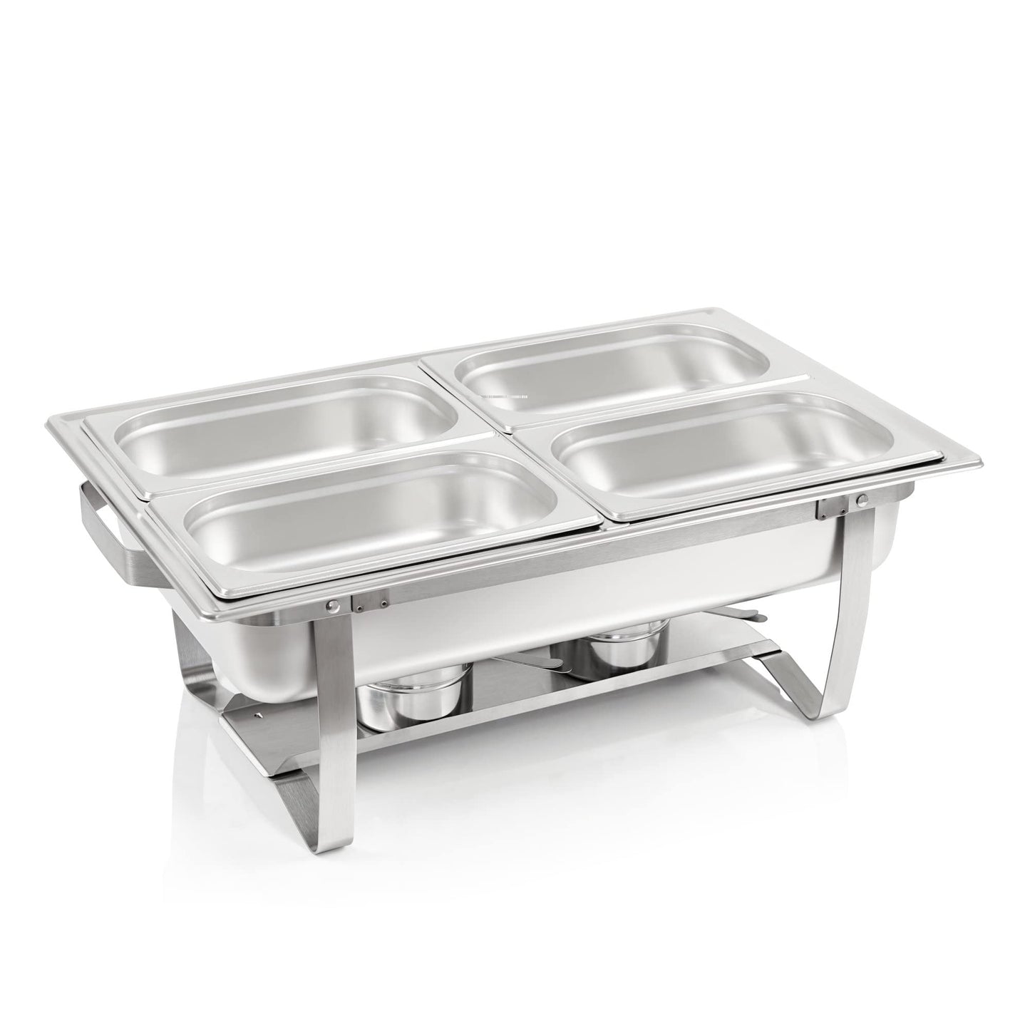 Mahlzeit Chafing Dish Profi Set Grenoble, 4x Edelstahl Warmhaltebehälter, 30-TLG Speisewärmer, Wärmebehälter, Rechaud, Chafing Dishes, Speisenwärmer, für Catering, Buffet und Party