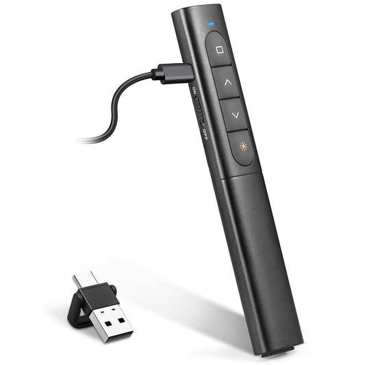 USB/Type-C 2-in-1 Wireless Presenter Aufla-dbarmit Hyperlink Lautstärkeregler, 2.4Ghz Powerpoint Fernbedienung Pointer für Präsentationen Klicker, Kabelloser Präsenter für Mac Laptop