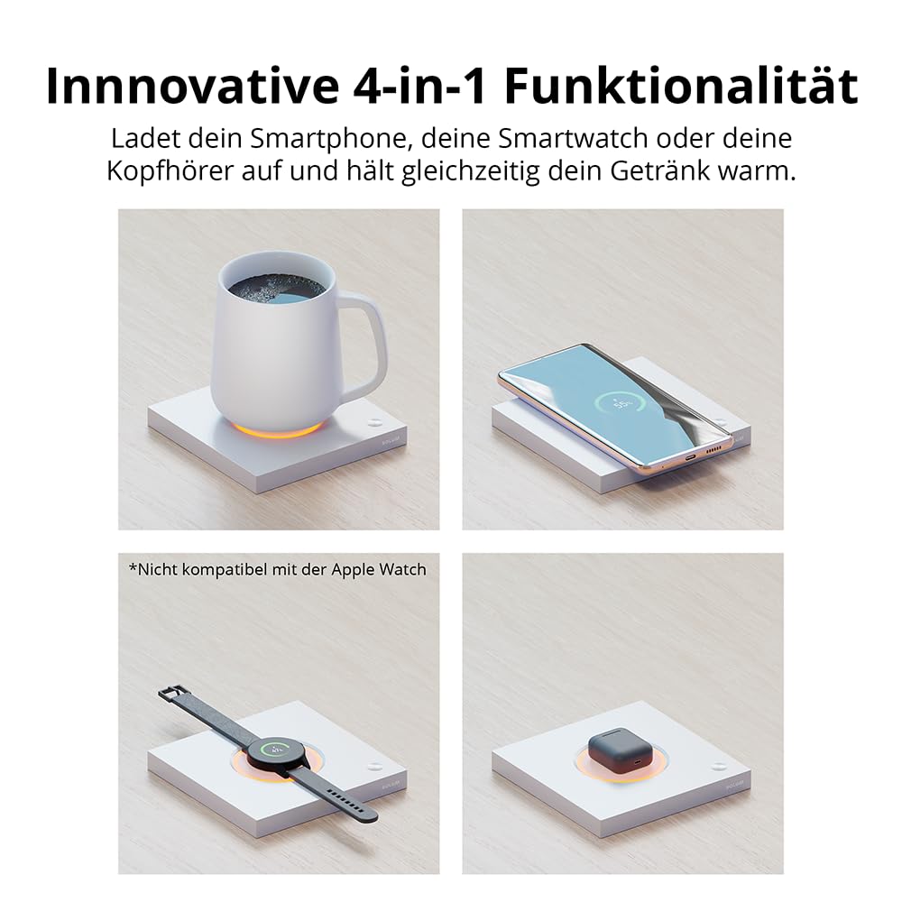 SOLUM Smart Warmer, Wärmetasse, Weiß, 440 ml, 2 Stunden kabelloser Betrieb, für Büro und zuhause
