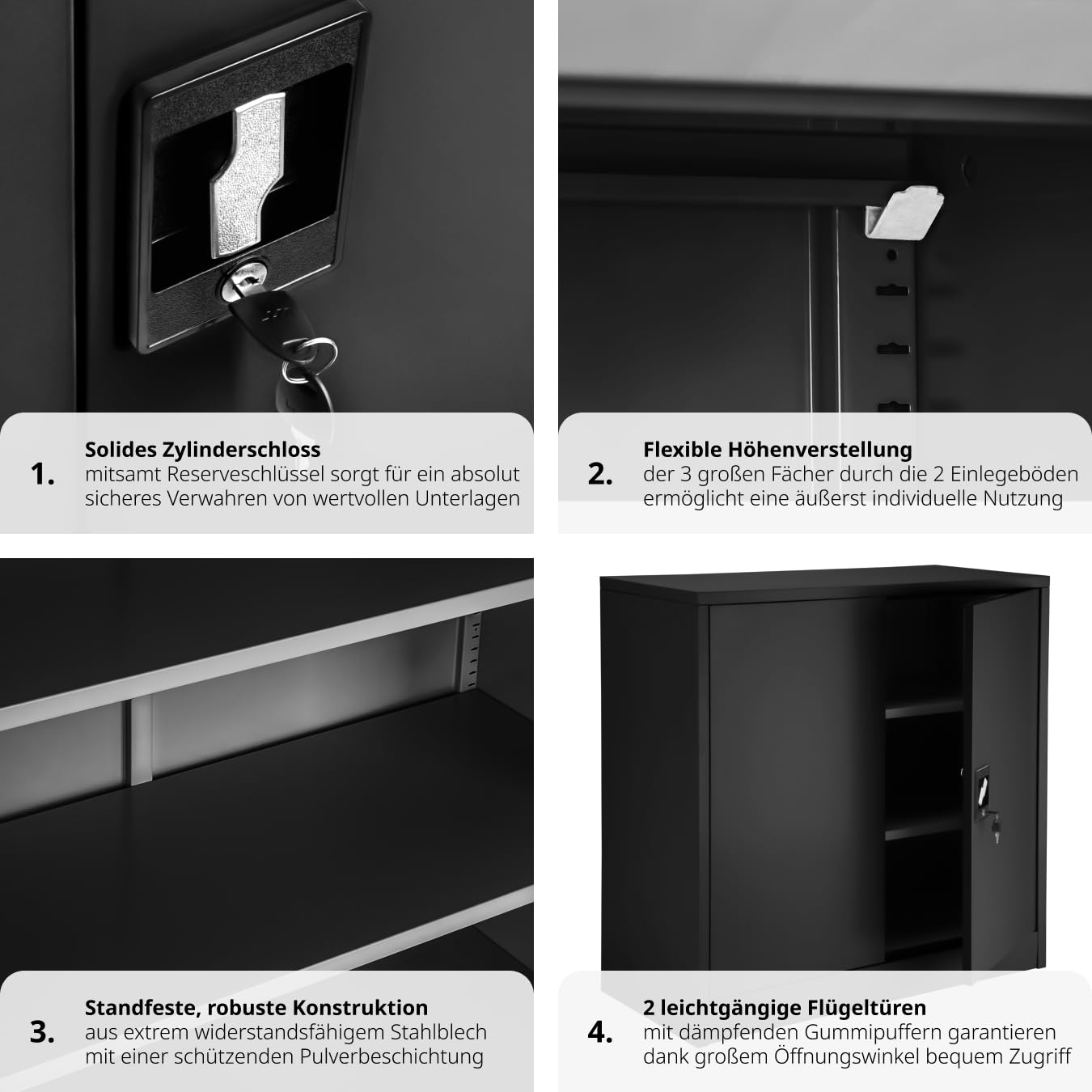 Abschließbarer Metallschrank mit Fächern – Robuster Aktenschrank für Büro & Home-Office