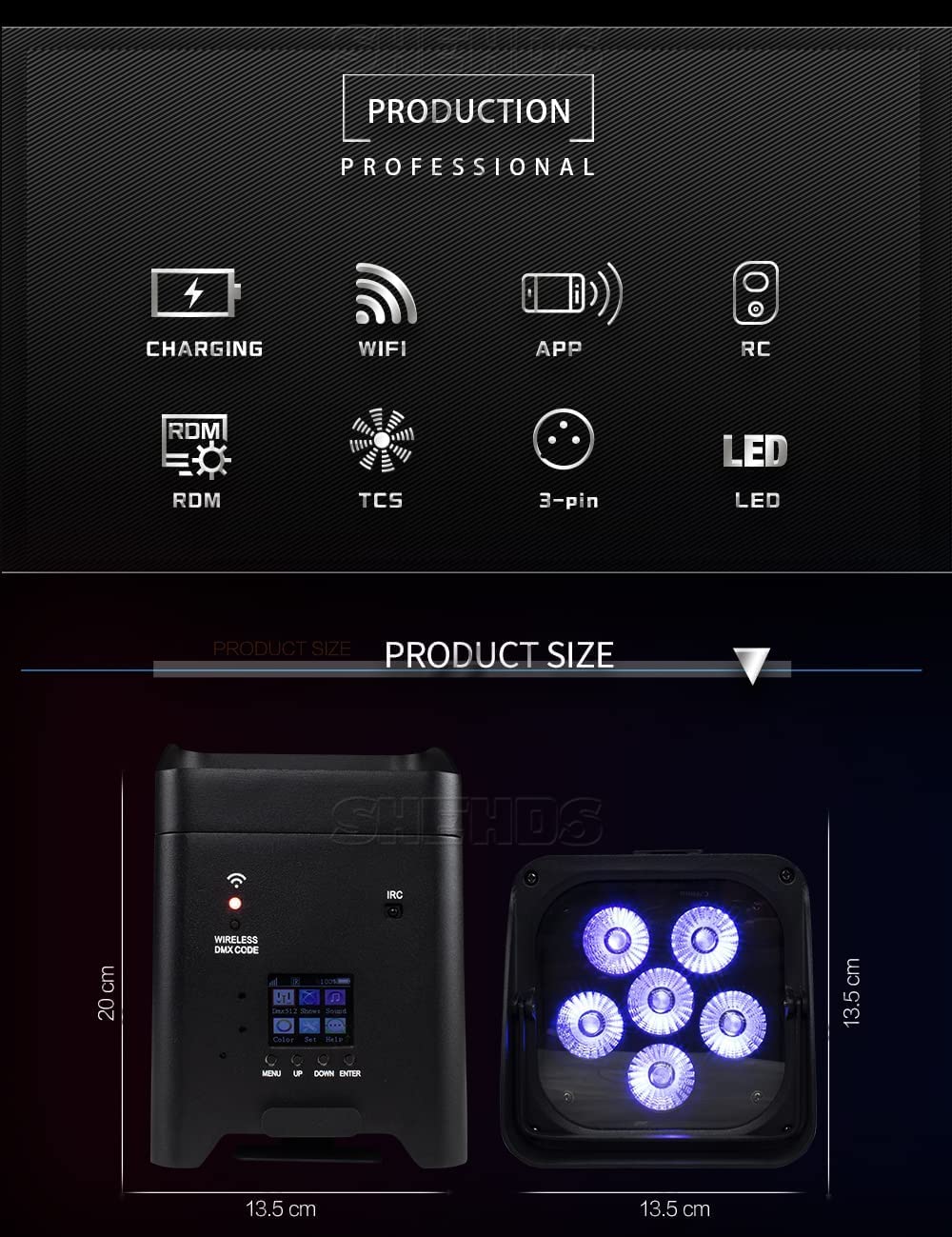 UKing 4er 108W RGBWA+UV Akku LED Par Scheinwerfer Wiederaufladbarer mit Tasche und Fernbedienung, APP/DMX partylicht Bühnenlicht für DJ disco Bar KTV Hochzeit