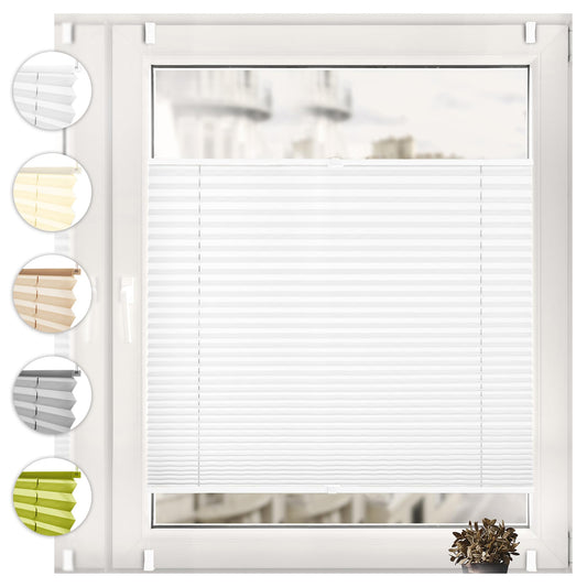 Sonello Plissee Klemmfix ohne Bohren 80cm x 100cm Weiß Faltrollo Plisseerollo Jalousie für Tür & Fenster Blickdicht Sichtschutz Sonnenschutz Fertifplissee Rollo