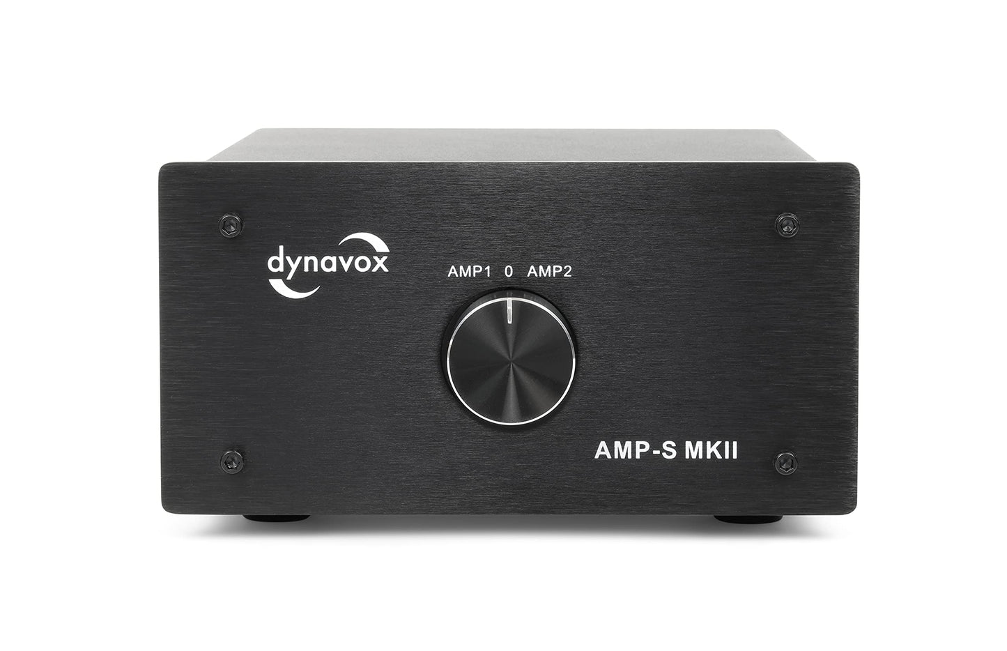 Dynavox AMP-S MKII, Verstärker- und Boxen-Umschalter in Metallgehäuse, für Stereo- und Surround-Verstärker, Verbindung über Bananenstecker oder Klemmanschluss, Schwarz