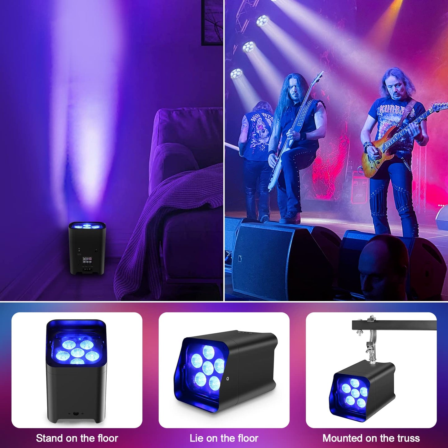 UKing 6 * 18W akku led par strahler wiederaufladbarer, RGBWA+UV disco licht Scheinwerfer Bühnenlicht mit mit Fernbedienung, unterstützt APP/2,4 GHz/DMX-Steuerung für DJ Party Hochzeiten