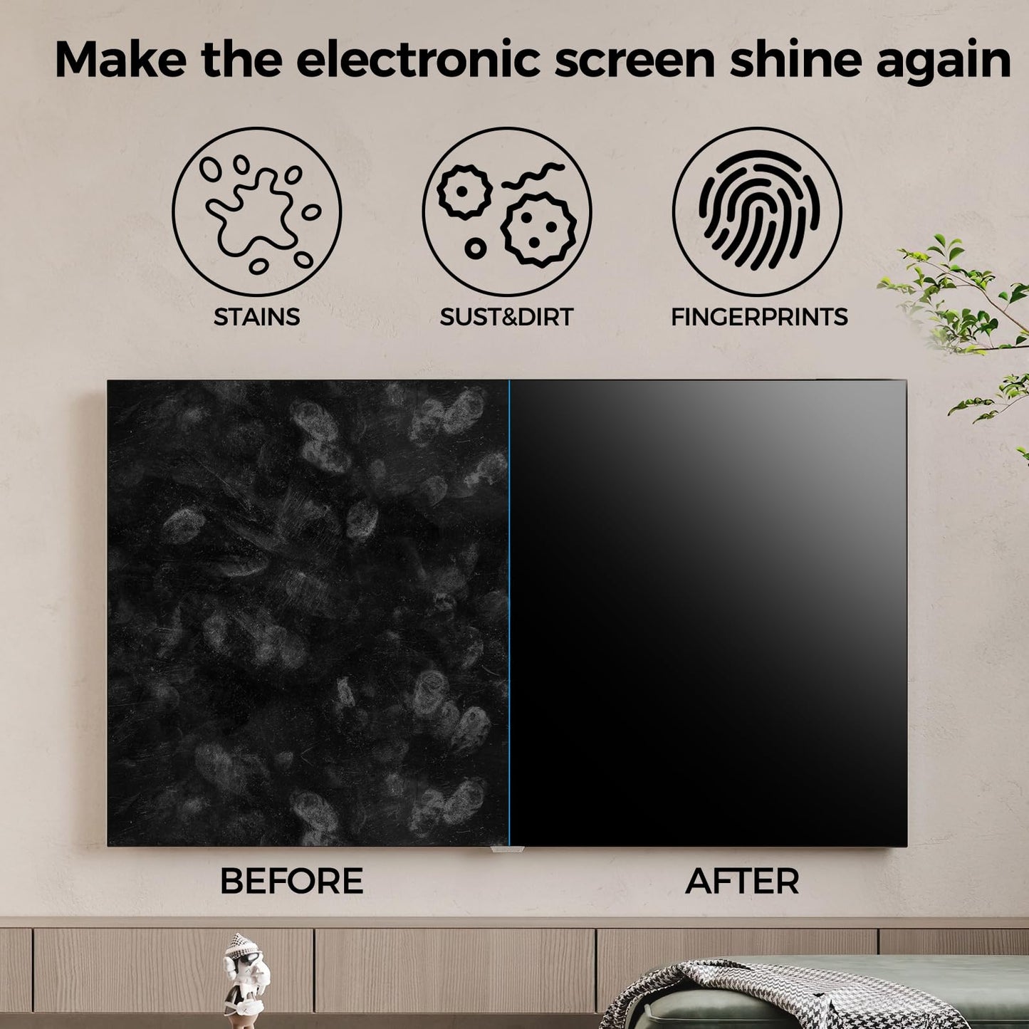 JiaTeums 200ml Bildschirmreiniger mit Mikrofasertuch,TV Reiniger,Screen Cleaner,Streifenfreie Reinigung für Laptop