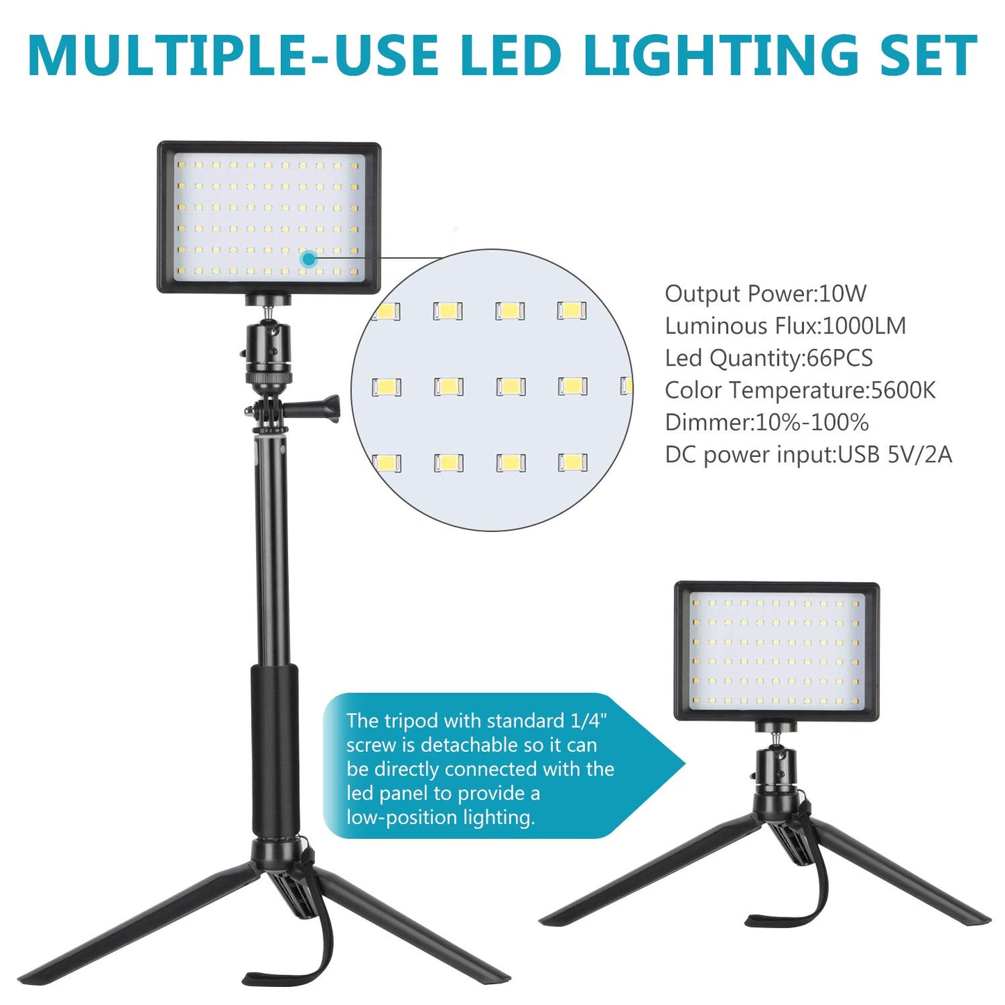 NEEWER LED Videolicht Set mit verstellbarem Stativ Ständer Farbfiltern dimmbares 5600K USB Kamera Video Licht für Tisch Zoom Videokonferenz Streaming YouTube Videoleuchte Fotografie 2 Pack