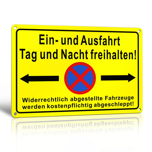 TAKULA Ein und Ausfahrt Freihalten Schild-Einfahrt Freihalten Schilder-Ausfahrt Freihalten Schild,30 * 20CM Reflektierendes Metall Parken Verboten Schild|1 Stück