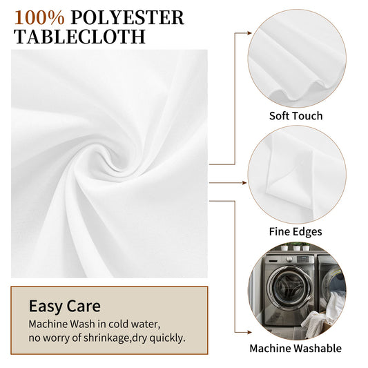 8 Stück Runde Tischdecken - 229 cm Weiß Polyester Tischdecke für Runden Tisch, Pflegeleicht Waschbare Stoff Tischdecke, Flecken und Knitterfrei Polyester Tischdecke für Hochzeits Bankett Party