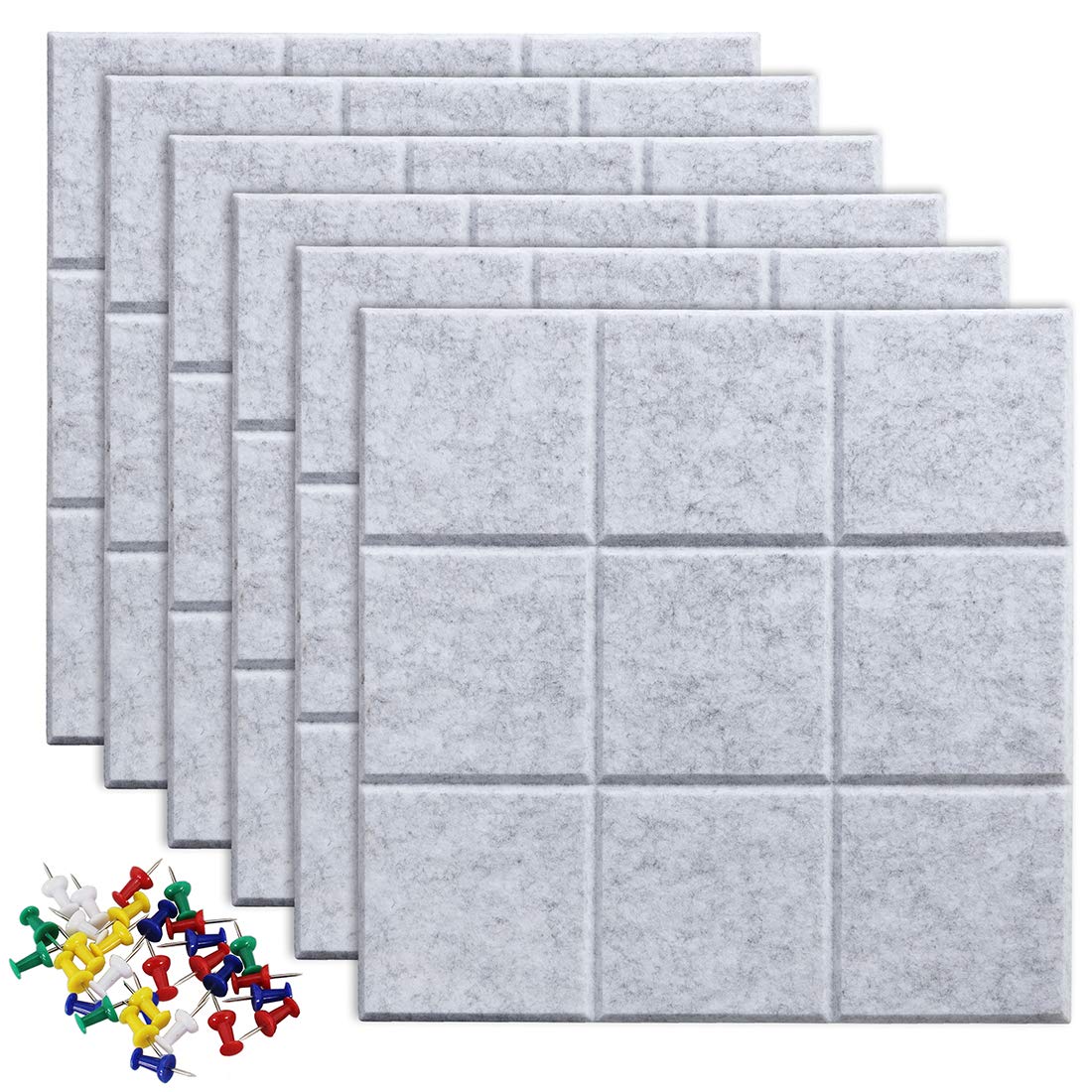 Uoisaiko Große Filz Pinnwand Selbstklebend mit 30 Pinnnadeln, 6 Stück 30x30cm Filzboard Memotafeln Memo Boards Bulletin Board Wanddekoration für Büro Küche, Fotos Memos