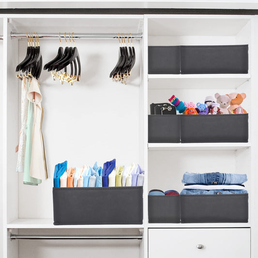 Withosent 8er Schubladen Ordnungssystem Kleiderschrank Organizer, Faltbare Kleidung Aufbewahrungsbox Stoff, Unterwäsche Organizer Schublade, Schrank Schubladentrenner für BHS, Socken, Krawatten