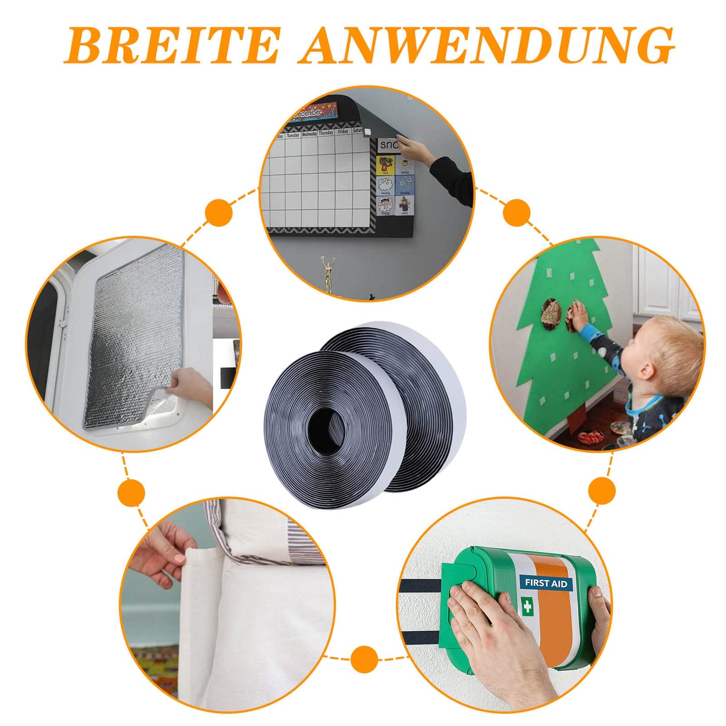 Blooven Klettband Selbstklebend 5 Meter Extra Stark, Doppelseitig Klebende mit Klettverschluss 50mm Breit Selbstklebendes Klebepad Flauschband und Hakenband (Schwarz)