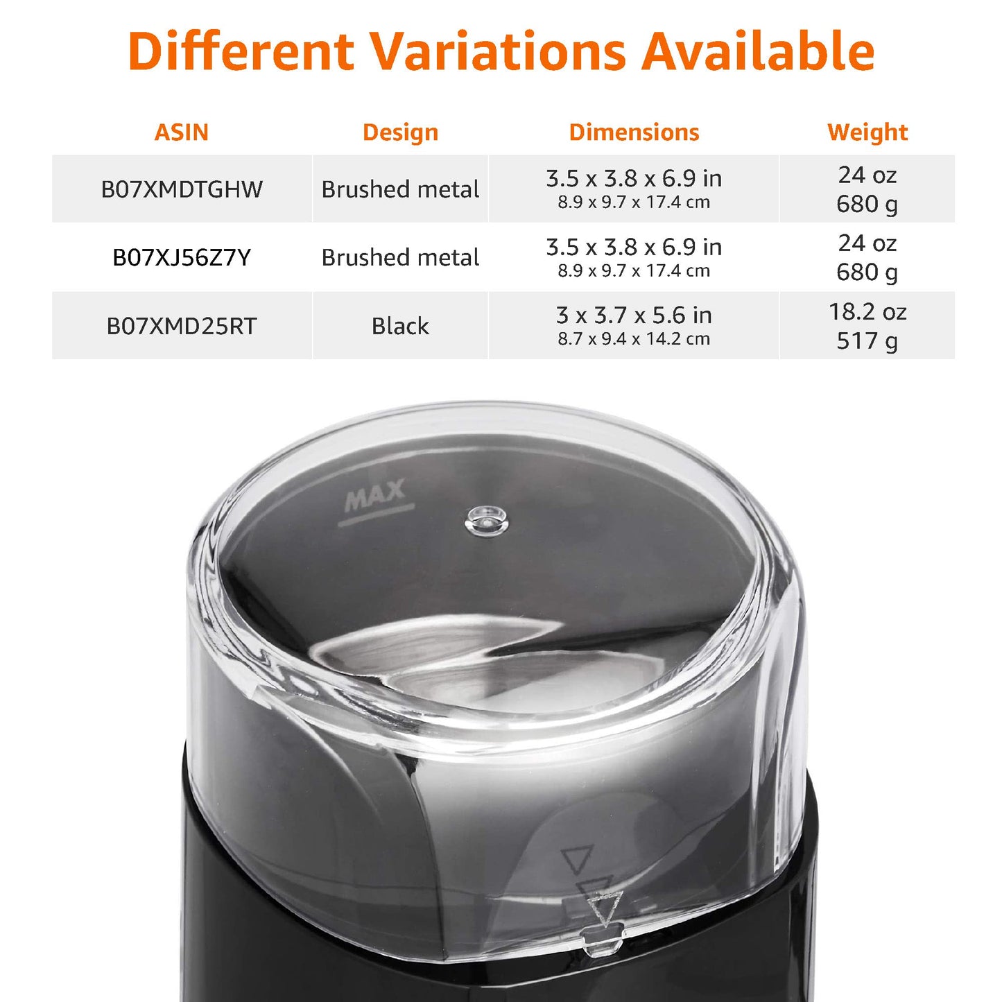 Amazon Basics Elektrische Kaffeemühle, schwarz