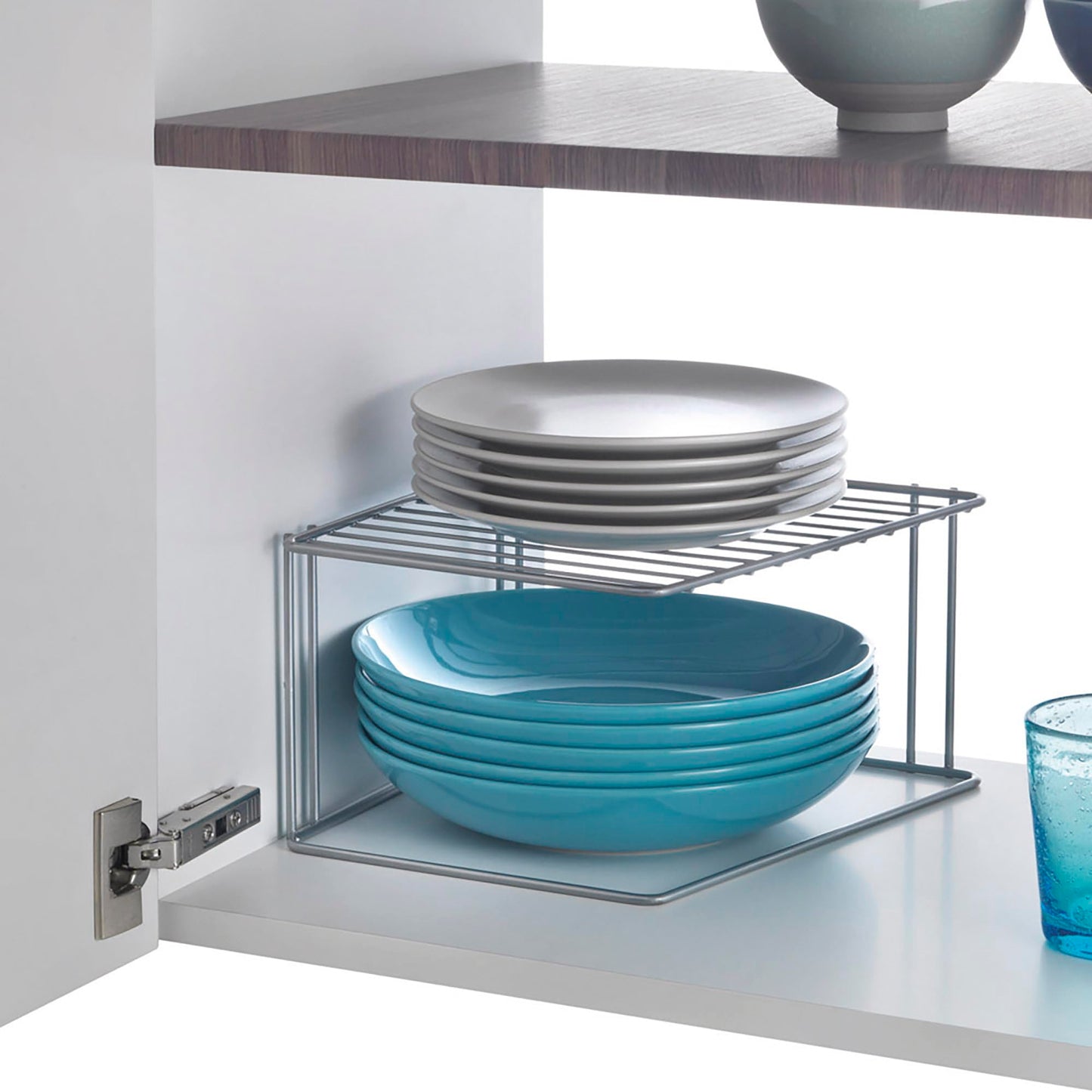 Metaltex 364001000 Boxe Eckschrankeinsatz 1-Etg. 25x25x15cm Polytherm, silbermetallic, Silber