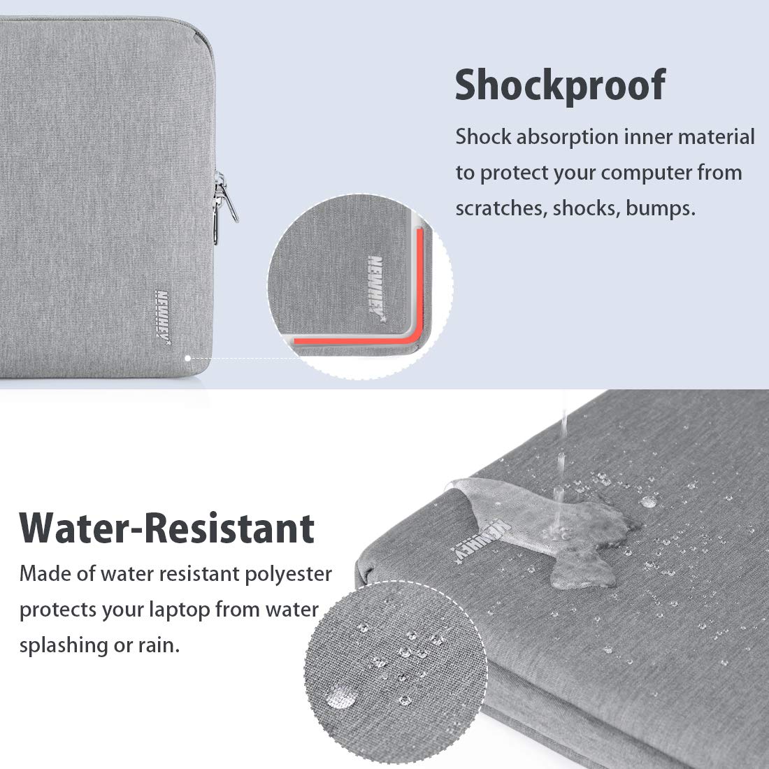 NEWHEY Laptophülle 14 Zoll Stoßfest Laptop Notebook Tasche Hülle Wasserdicht Schutzhülle Sleeve Case Kompatibel 14 mit Klein Fall Grau
