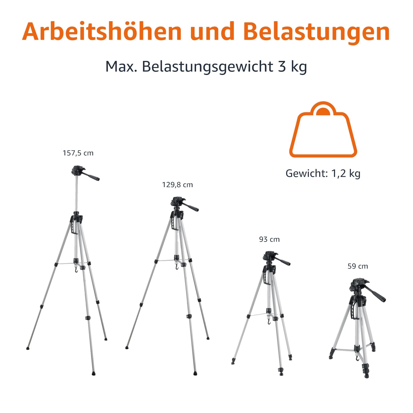 Amazon Basics Leichtes Kamera-, DSLR- und Fernglasstativ mit Tasche, 1.52 m, Schwarz