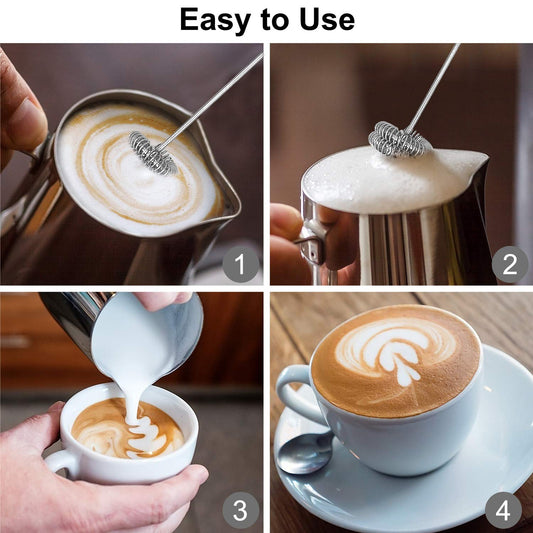 MOSUO Elektrischer Milchaufschäumer, wiederaufladbar, USB und Mini-Handmixer mit Doppel-Schneebesen, Mixer aus Edelstahl für Kaffee, Creme, Cappuccino, Latte, Cocktails, Saft